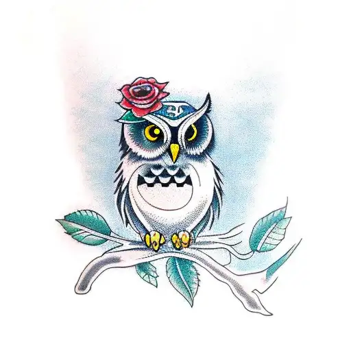 Owl With A Rose With A Letter R
