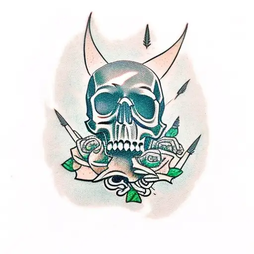 Skull On Chest With Green Eyes