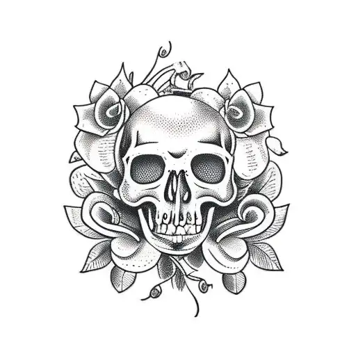 Vine Of Flower With Skull