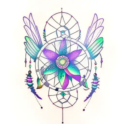 Dreamcatcher With Purple And Teal Butterflies And Moths