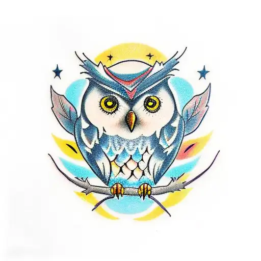 Full Color Owl In The Nigth