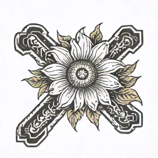 A Daisy With A Cross Of Jesus Christ