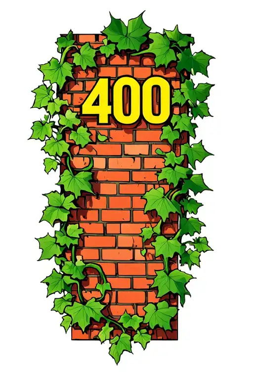 Green Ivy Vines Brick Wall With Yellow 400 In The Middle