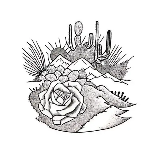 Bird Cactus And Desert Mountains