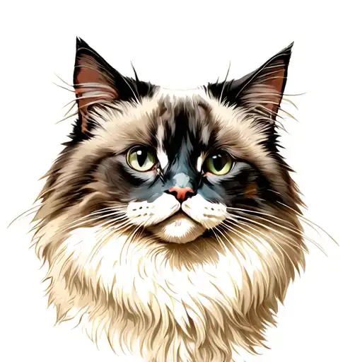 Birman Cat In American Trad Tattoo Design