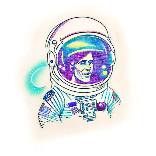 Astronaut With The Space In Purple And Pink Colors