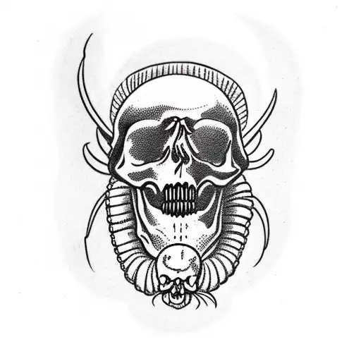 Tarantula Over A Skull