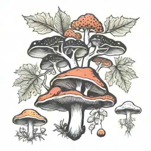 Plane Tree Mushroom Transition Tattoo Idea