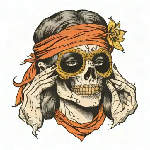 Skull Blindfold Covering Her Eyes