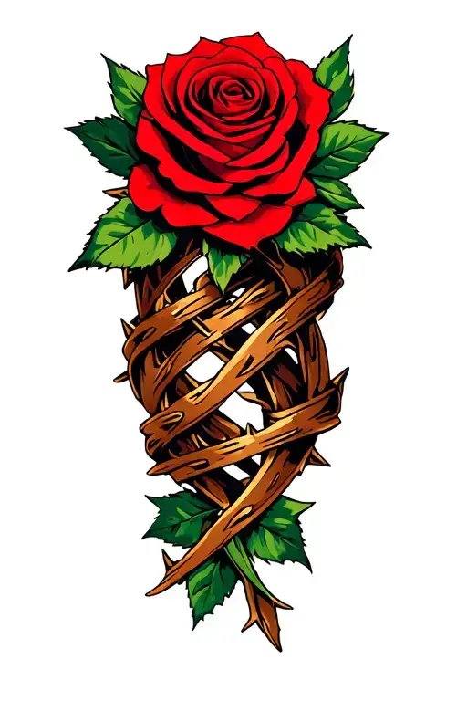 Red Rose Crown & Thorns Wrapping