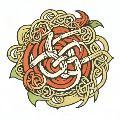 A Celtic Father Daughter Knot Intertwined With A Gemini Symbol