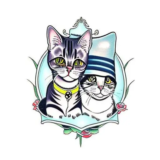 Two Cats One Is Black Oyher Is Orannge