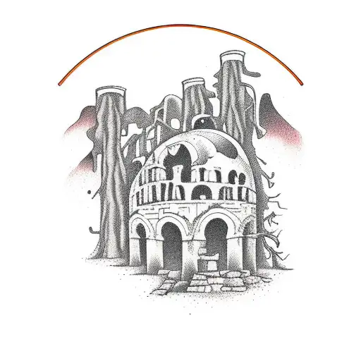 Forest With Ruins In A Circle