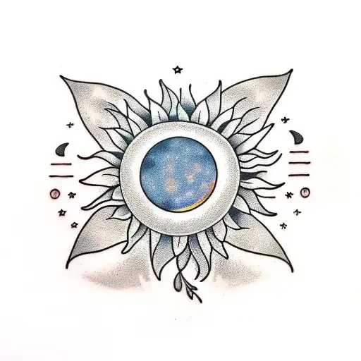 Sunflower With Moon Phases