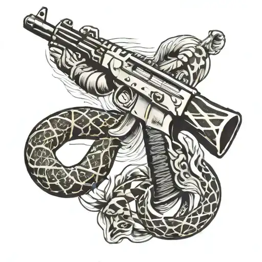 Ak47 With A Snake Wrapped Around It