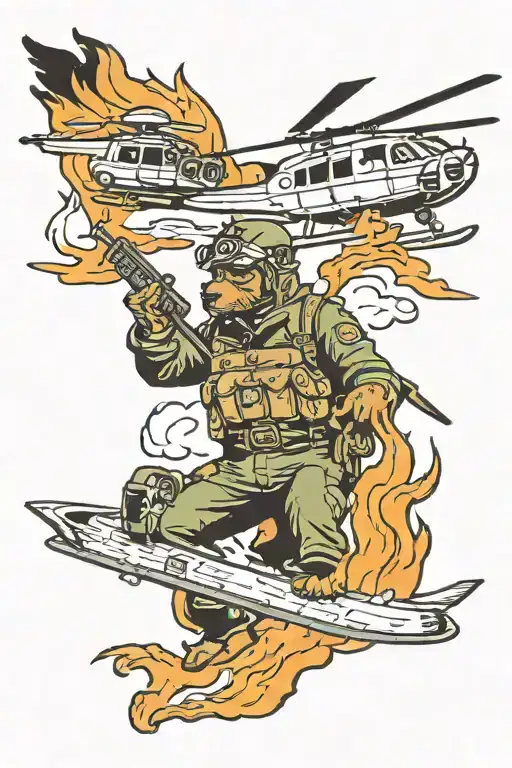 Wildland Fighter With Bear And Helicopter Flying
