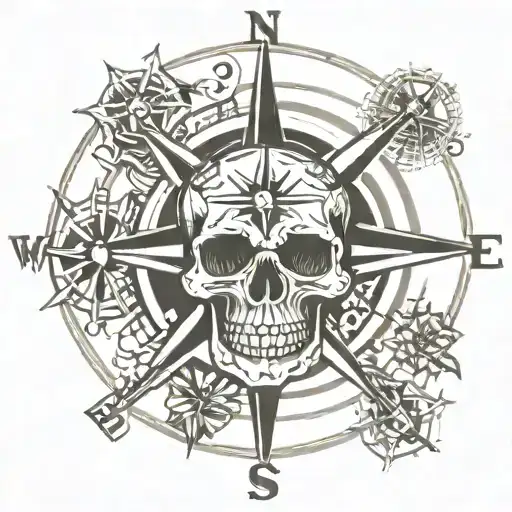 Skull And Compass Rose Made