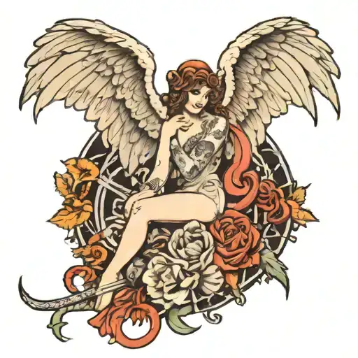 Fallen Angel With Dragon