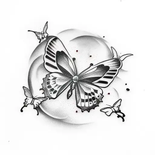 Half Butterfly Black And White