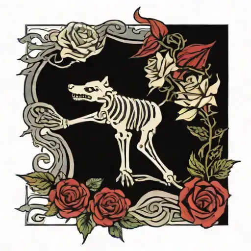 Rose And Wolf Skeleton Hand