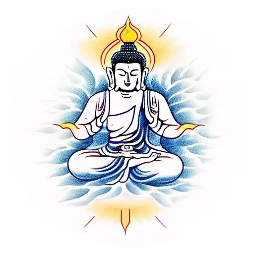 A Serene Meditating Buddha Surrounded By Elements Of Nature From Different Travel Destinations