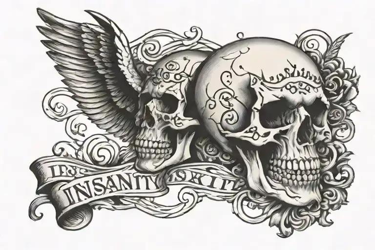 Insanity Text Written Skull