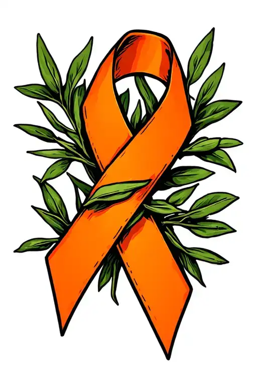 Cancer Orange Cancer Ribbon Wrapped In Olive Tree Banches Discreetly Add The Word Forza