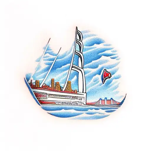 Clipper Ship With Golden Gate Bridge Background