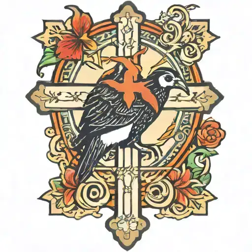 Christian Cross With Strong Penguin