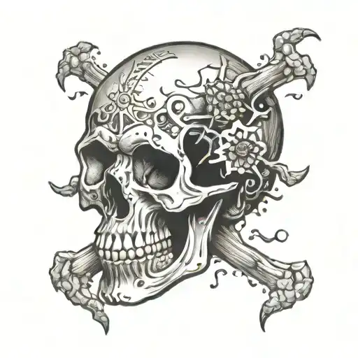 Skull With Maggots Crawling