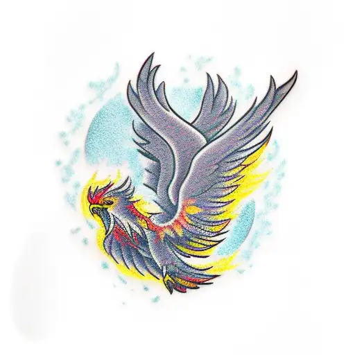 A Phoenix Flying Out Of The Shattered Glass