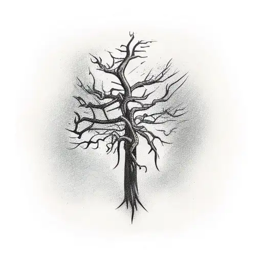 Tall Dead Tree With Roots