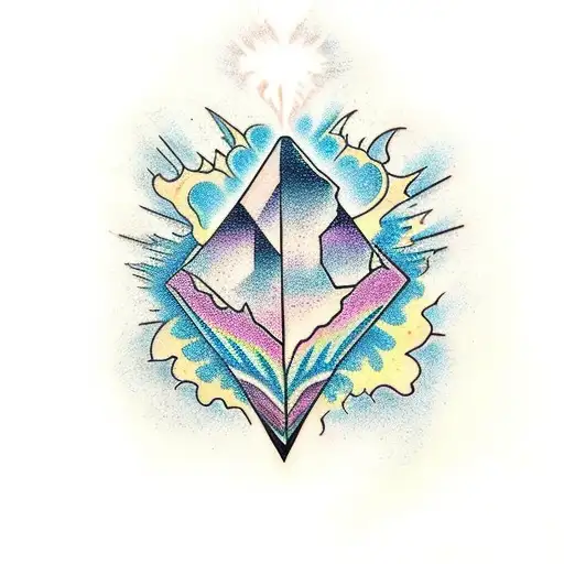 A Stunning Tattoo Of A Crystal Formation Erupting From The Skin