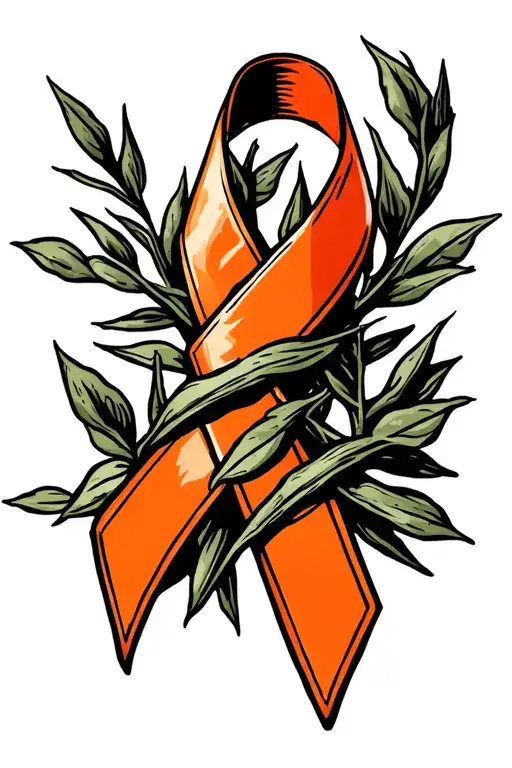Cancer Orange Cancer Ribbon Wrapped In Olive Tree Banches Add The Word Forza