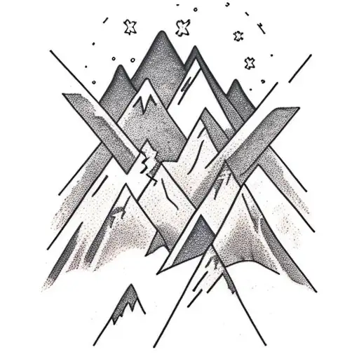 Mountain Scene With Lightning Strike