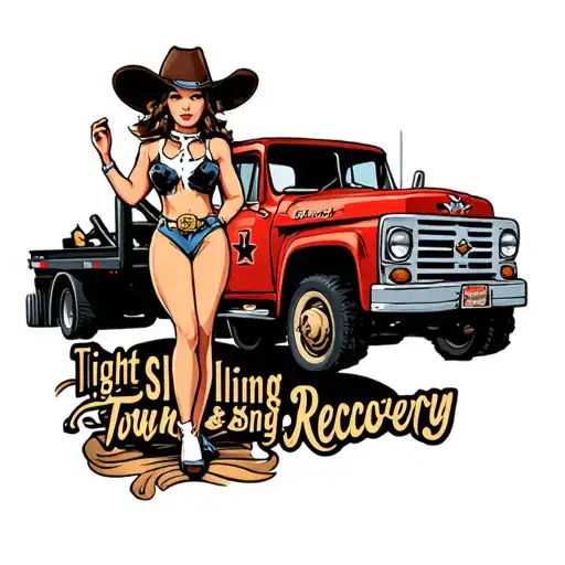 Tow Truck With Cow Girl 'Tight Sling Towing & Recovery'