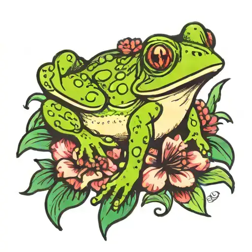 Cartoon Frog With Carnations