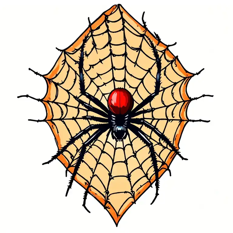 Spiderweb And Blackwidow Spider Weaving A Web