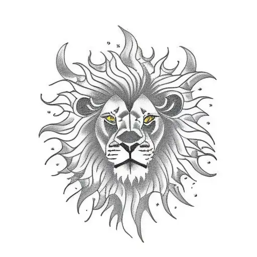 Lion Head And Sun