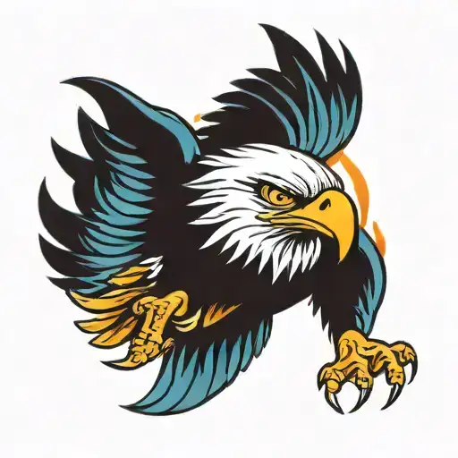 Diving Eagle Burning Eyes And Wings Blue Flame