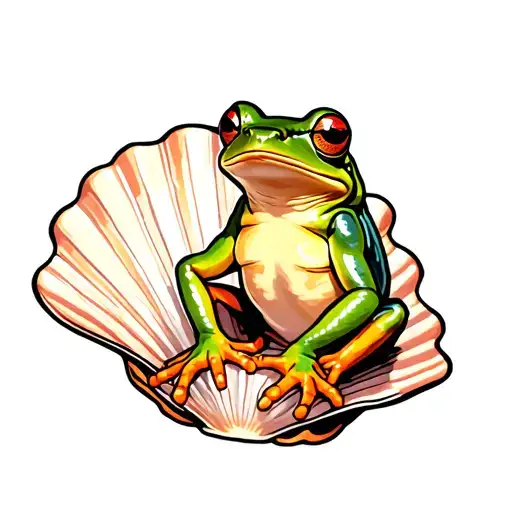 Coqui Frog Sitting On A Seashell In Puerto Rico Inspired