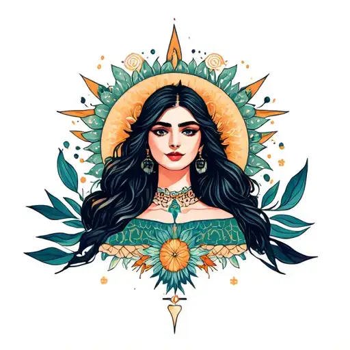 Woman Inspired Design Incorporating Elements Of Universal Love And Spiritual Symbols