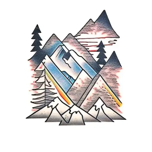 Mountain Scene With Lightning Strike