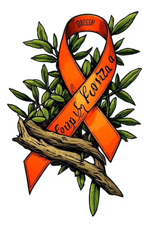 Cancer Orange Cancer Ribbon Wrapped In Olive Tree Banches Discreetly Add The Word Forza
