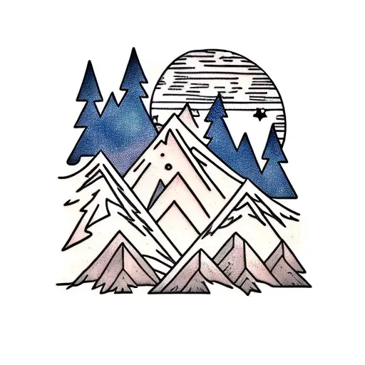 Mountain Scene With Lightning Strike