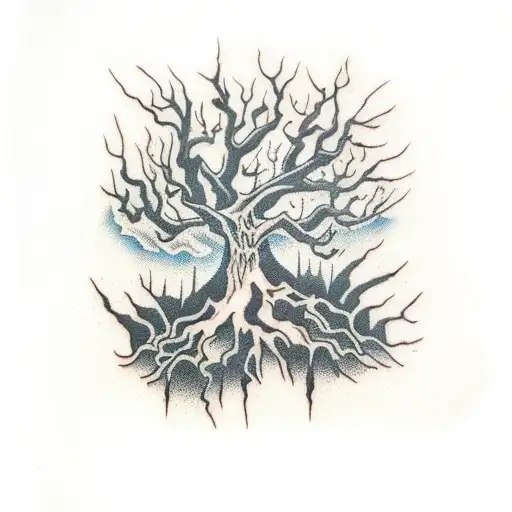 Scary Tall Dead Tree With Roots