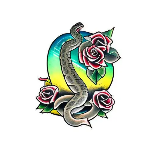 Snake And 2 Roses