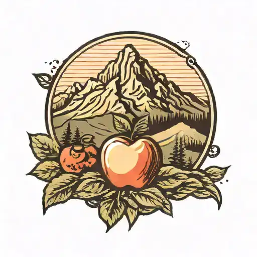 Simple Apple In Front Of A Mountain Range