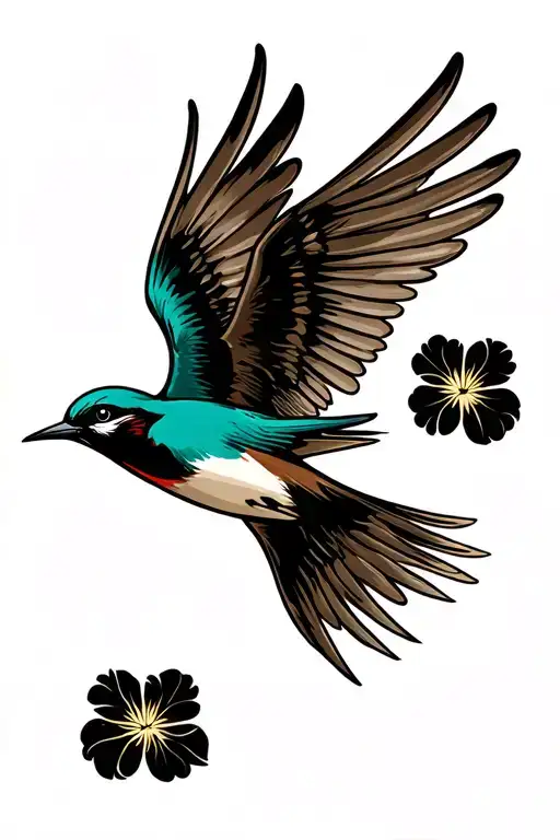 A Mechanical Style Swallow Bird Flying