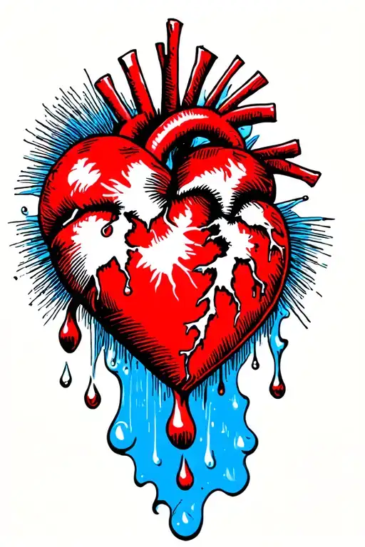 Broken Heart That Is Leaking Into A Bright Ending On Back